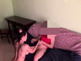 Hot brunette with big boobs gives hot blowjob