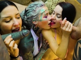 Three alt ladies take these two cocks in all of their holes