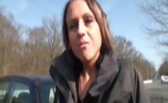 Mature brunette amateur sucks a strangers cock outdoors then goes home for more 