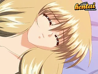 Blonde hentai nympho gets her boobs licked before she takes