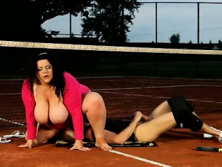 Very fat brute pays for her tennis class with facesitting