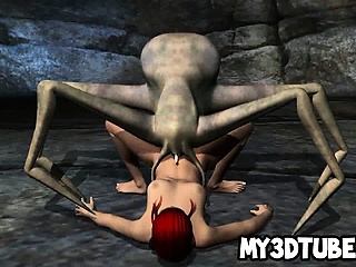 3d Redhead Babe By An Alien Spider...