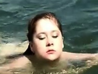 Thick girl swimming naked