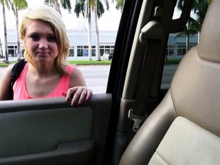 Cute Blonde Teen Hitchhikes And Pussy Railed Car...