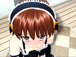 Anime maid gets fucked with toys