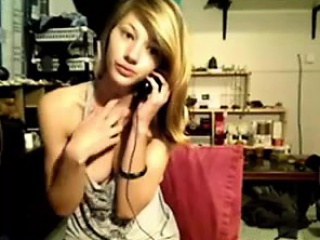 Perfect girlfriend talking on the phone while masturbating