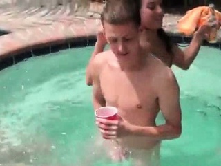 Slutty College Babes Fucked In Pool Gangbang...