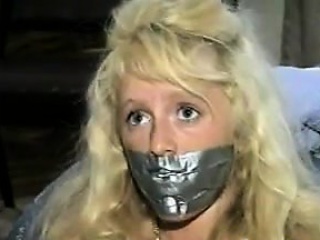 Cute blonde slave duct taped classic