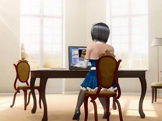 Sexy 3d anime maid gets fucked
