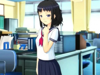 Anime cutie in school uniform masturbating...