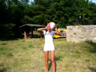 Cute russian girl sucking cock outdoors