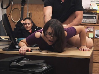 Shop Lifting Brunette In Glasses Takes...