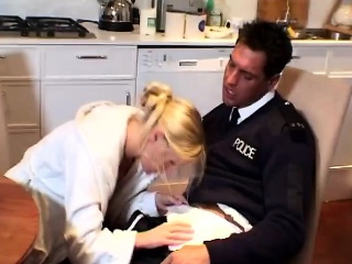 Horny Cops Team Up Blonde Housewife...