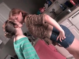 Lesbian bitchy teen kissing and stripping