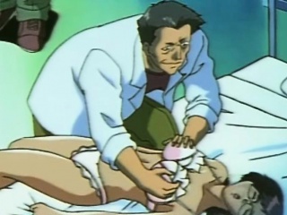 Naughty anime doctor squeezed her patient...