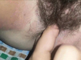 He Fingers Hairy Teen Vagina Until She Cums...