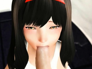 Brunette Animated Teenie Giving Blowjob...