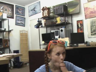Redheaded Dolly Little In Pawn Shop Office...