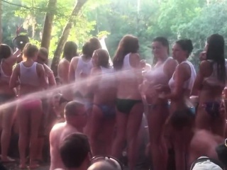 Big Beach Party Where Theyre Having A Fun Wet T Shirt Cont...
