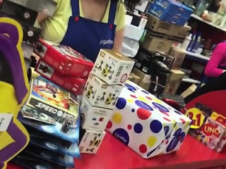 Chubby Brunette Cashier With Enormous Boobs Caught Spy...