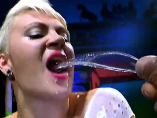 Funky Blonde Girl Hardcore Drinks Cum And Piss...