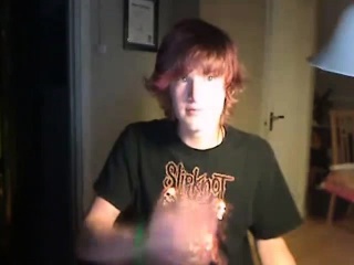 Ginger teenager boy jerking on camera