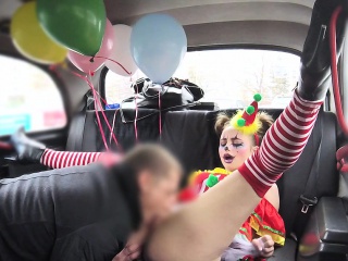 Hot clown got pussy banged in cab