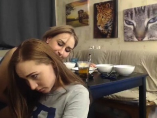 Blonde and redhead lesbian play