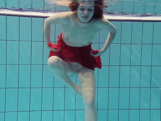 Red Dressed Teen Swimming Eyes Opened...
