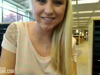 Teen exhibition dildo squirt in library