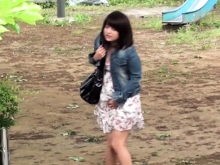 Watched asian teen pees in park