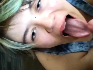 Green Haired Babe Cummed Pov...
