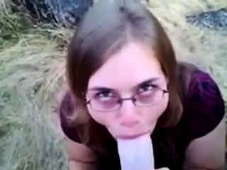 Nerdy Chick Sucks In The Great Outdoors...