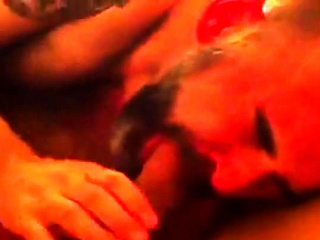 Hairy daddy sucks a big dick in bed