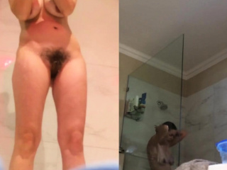 Hairy Milf Washing Naked In Shower...