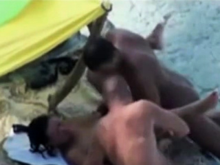 Nude beach - nice bareback threesome