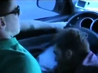 Big cock blowjob in moving car