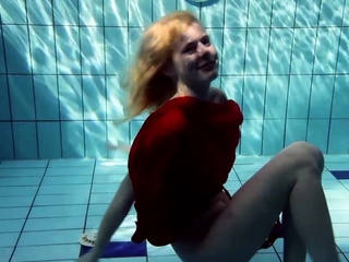 Russian Teenie Lucie Goes Underwater Swimming...