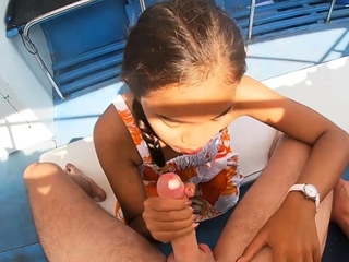 Amateur Teens Public During A Boat Trip...