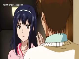 Cute anime schoolgirl showing undies up...