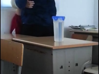 Horny asian young couple in classroom...