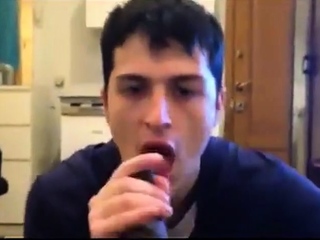 White Young Boy Sucking Black Cock Eating Cums...