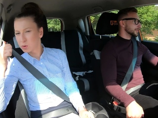 Fake driving school female instructor demands that her pussy