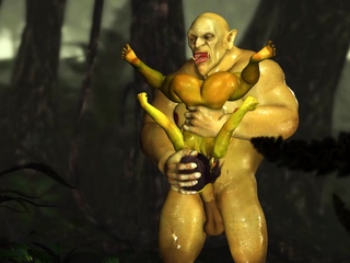 Crazy sex in enchanted forest! huge cock and female goblin