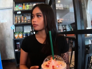 Starbucks Date With Asian Teen...