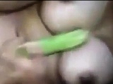 Muslim woman Zina enjoys her veggie dildo