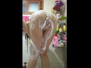 Young korean take a shower