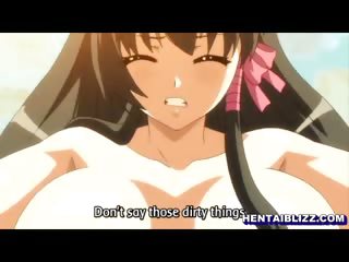 Swimsuit hentai with bigboobs fingering pussy and standing
