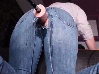 Machine Dick Through Her Jeans Makes Mom Cream So Hard...