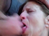Cum in mouth and on face of mature slut